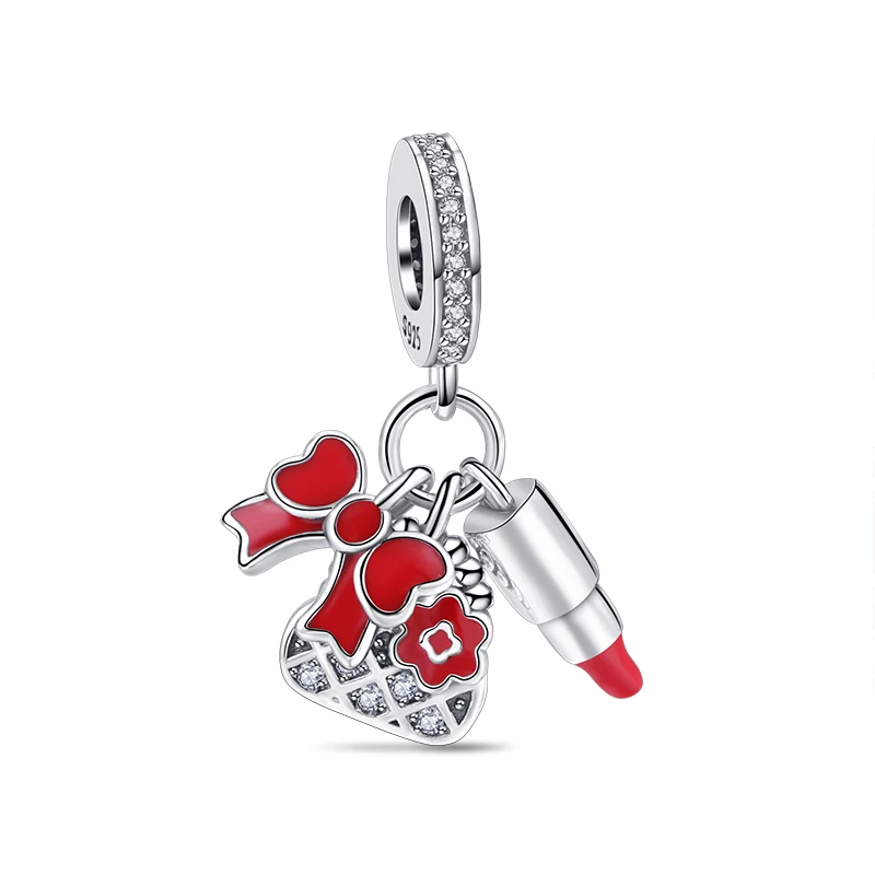 2022 New 925 Sterling Silver Cube flower Diy Charms Beads Fit Original Snake Bracelet For Women Jewelry design bangles