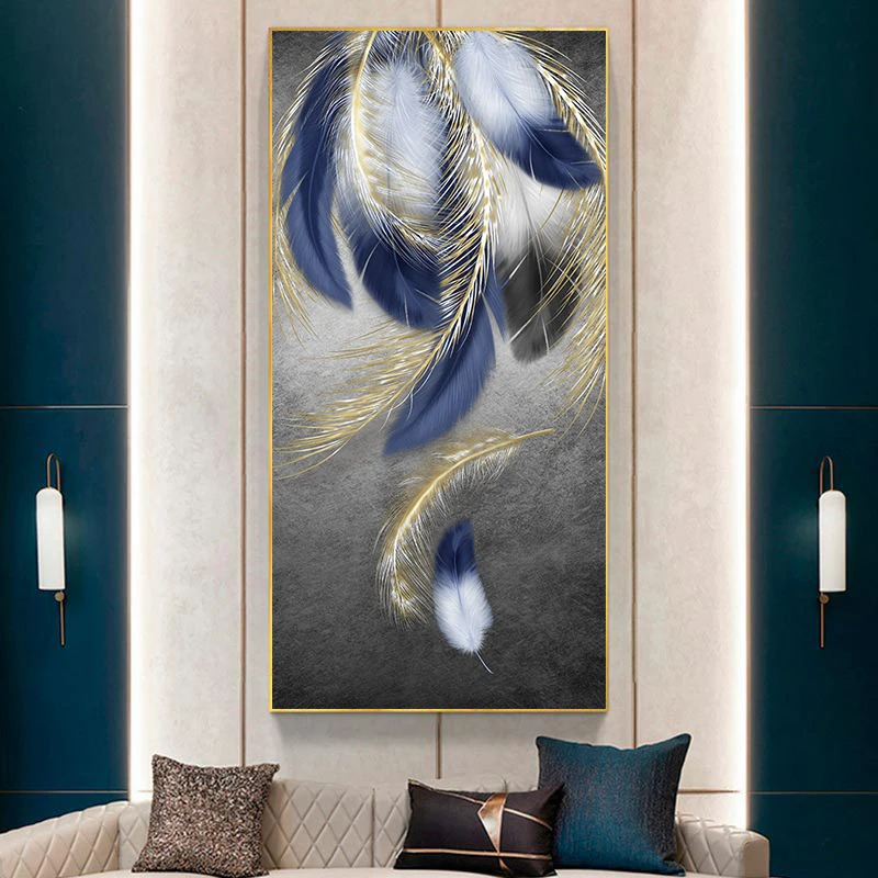 Фиолетовым пером с оленями и бабочкой Luxury абстрактный Пейзаж Wall Art фотографии холст картины для домашнего декора без рамки