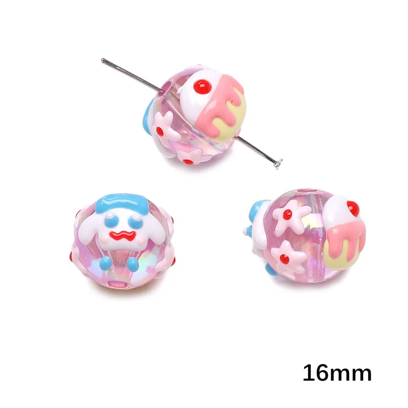 Hand painted beads wholesale new design colorful color system acrylic beads for phone chain making