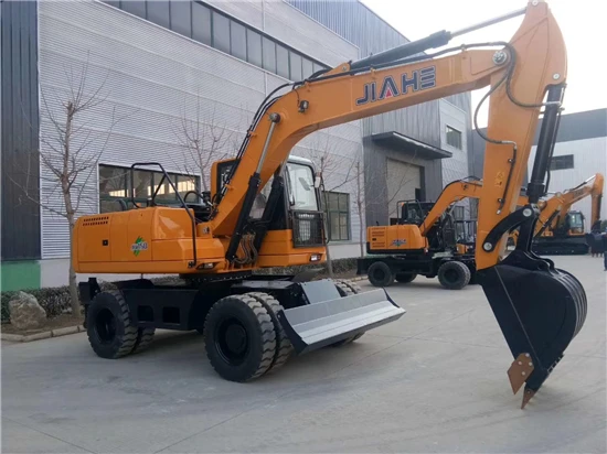 Jiahe Small Wheel Excavator With Wood Grabber JHW90 JHW70 Wheel Digger Digging Height 6900mm