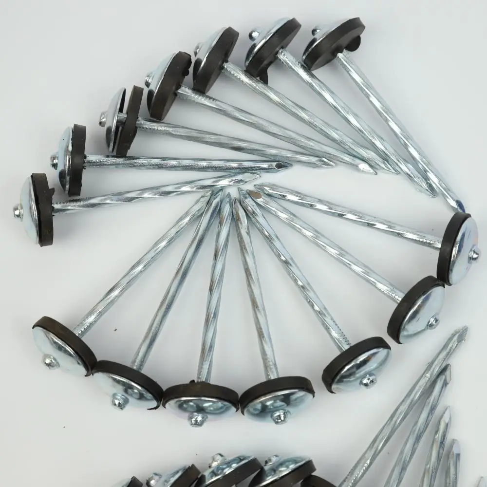 Africa hot sale  Roofing Tile Nail Twisted 3/4 Head Umbrella Nail Cap Nail With Rubber washer 2.5inch  3inch  Twist  25Kg Carton