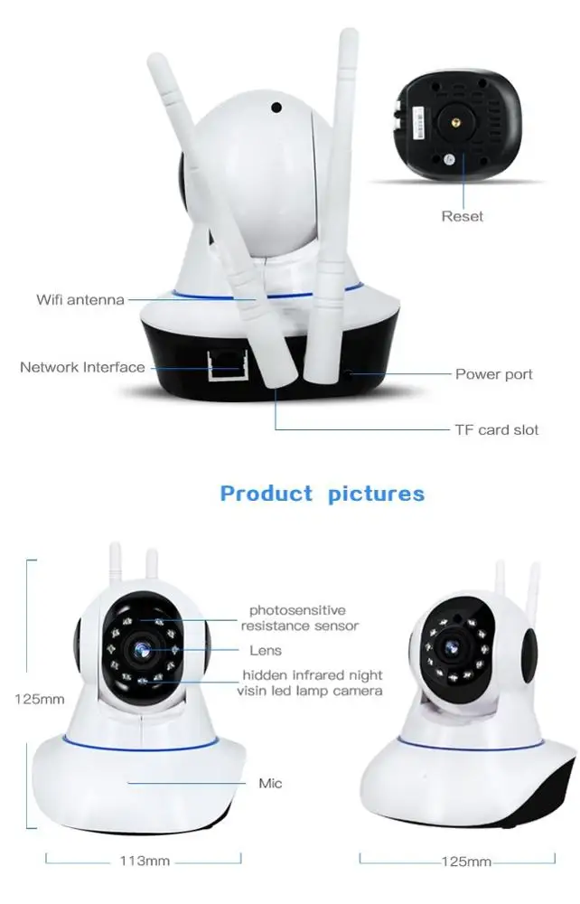  Беспроводная Wi-Fi ip-камера безопасности 1080p для домашних животных пожилых людей видеоняни 2-канальное аудио обнаружение