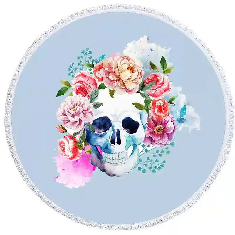 
Wholesale hot sale 2021 outdoor sandfree round crossbones beach mat 