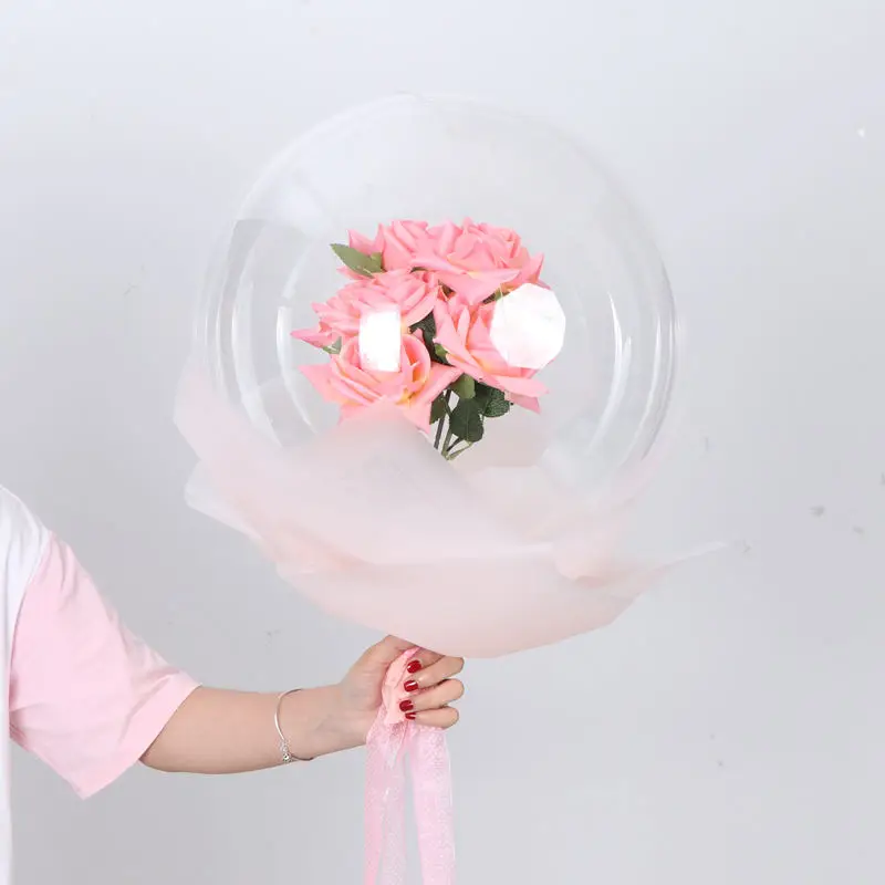 TF Clear Transparent PVC Bubble BOBO Balloon Wide Mouth Nec Bobo Round Shape Balloons