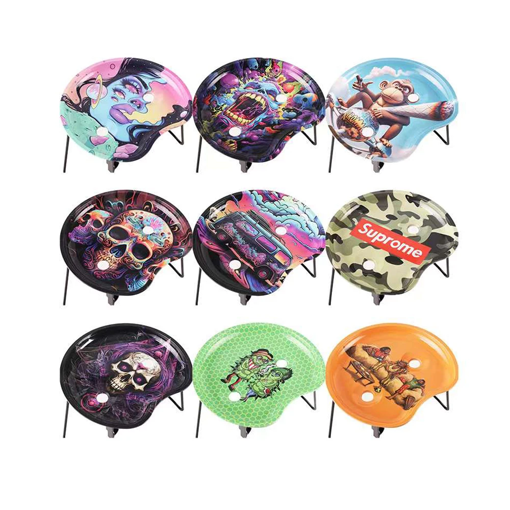 Custom Printed Biodegradable Small Pre-roll Kit Display Metal Rolling Tray With Lid