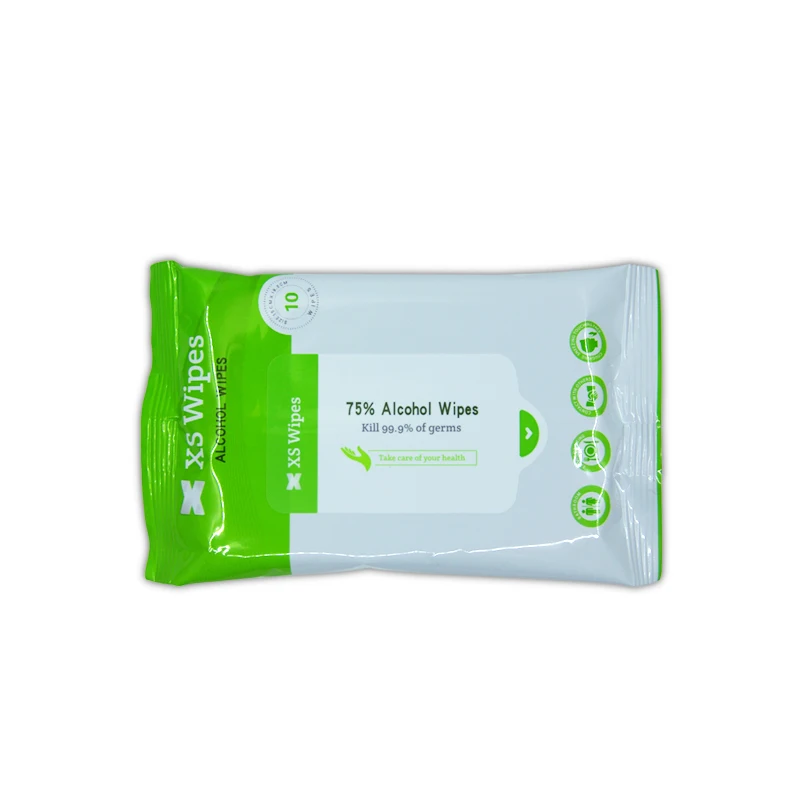 Китайский производитель на заказ 10 шт дезинфицирующее средство для очистки 75 этиловых спиртовых салфеток