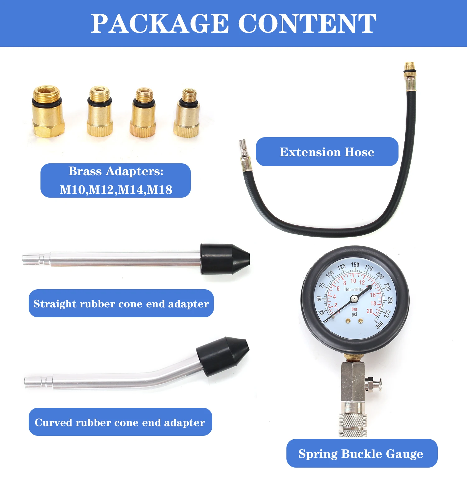 Engine Compression Tester Engine Cylinder Pressure Gauge Tester For Petrol Gas Engine