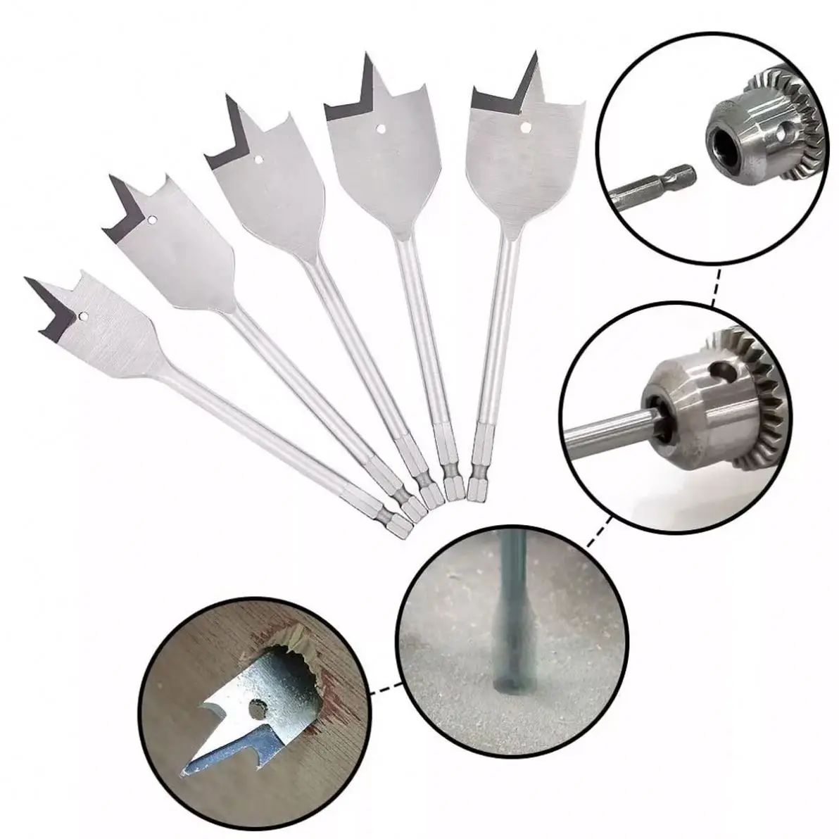 6-38mm Flat Wood Spade Drill Bits Quality Holesaw Machine Bit For WoodWorking