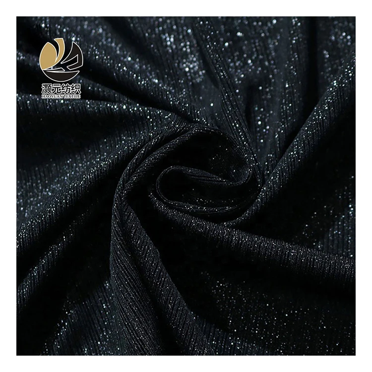 100%Polyester 75D Glitter Costume Shining Sequin Black Knitted fabric Lady Girl Dress