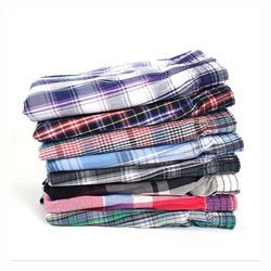 В наличии в наличии, традиционное Мужское нижнее белье, хлопковые клетчатые боксеры, шорты, удобная свободная Пижама, домашняя одежда, шорты