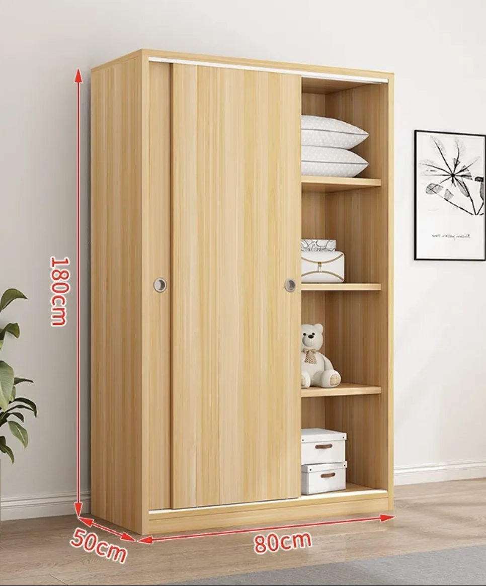 Simple Modern Sliding Door Wardrobe Panel Wardrobe Wood Living Room Storage Cabinet