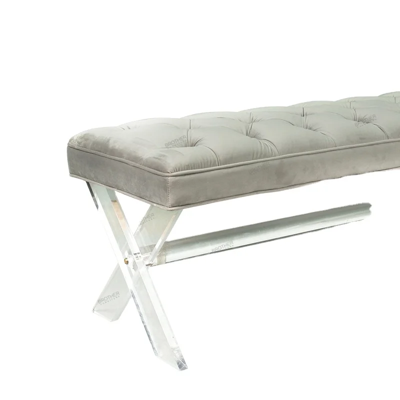 Living room antique comfortable convenient velvet ottoman bench bedroom bed end bench