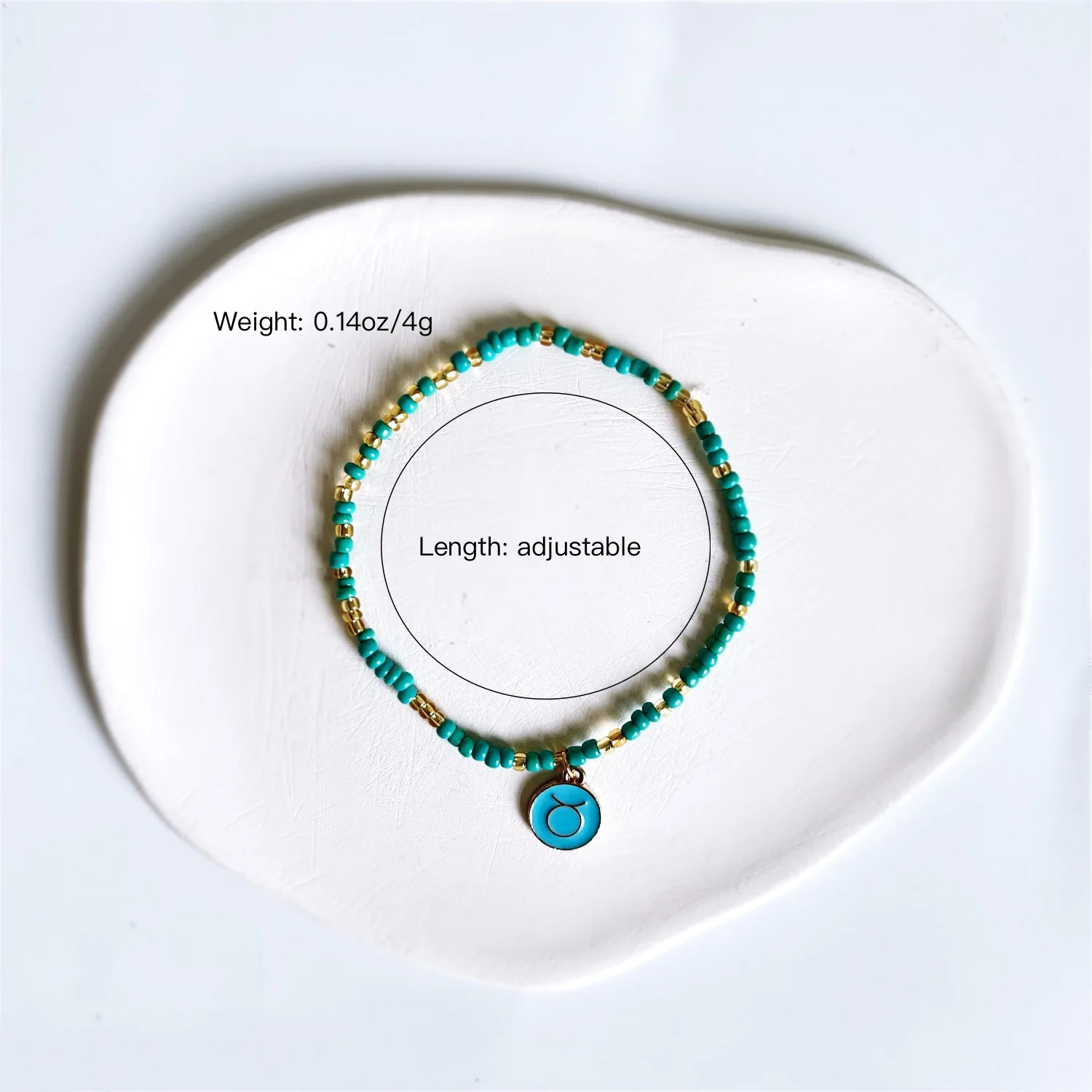 Summer Beach Bohemian Style Turquoise Seed Bead Enamel 12 Zodiac Charm Bracelet for Men Women