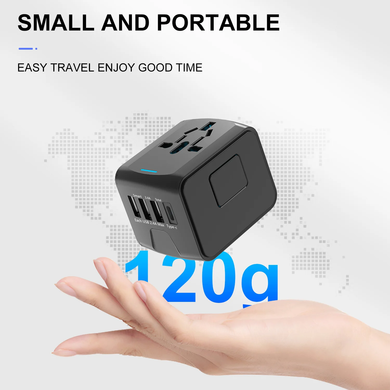Universal Travel Adapter 100V-250V AC AC Power Plug Adapter 3 USB and 1 Type C Ports for for USA EU UK AU Cell Phone Laptop