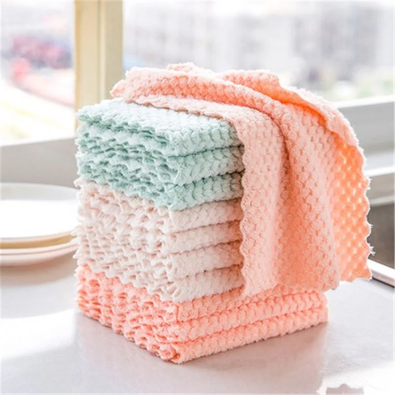 Kitchen Towel Microfiber Dishcloth Household Cleaning Dish Cloth Torchon Non-Stick Oil Washcloth Rags 16*27cm