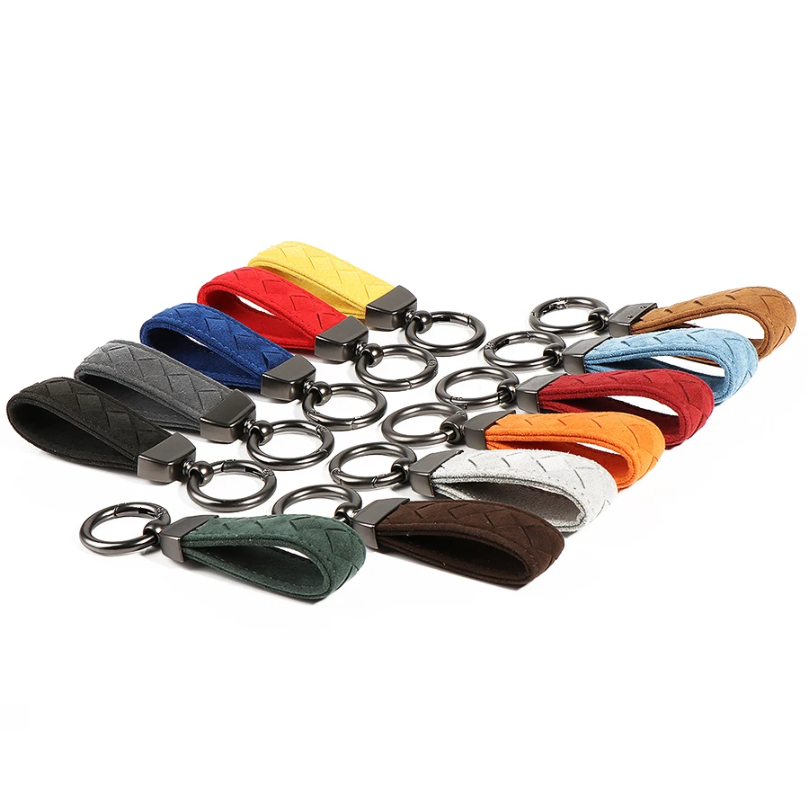 Wholesale Custom Logo for Car brands Handmade Premium Metal Key Ring Leather Car Keychain for Man and Woman