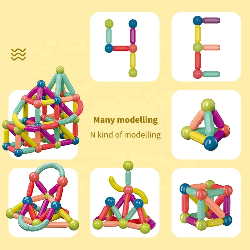 Hot-selling Strong Magnet STEM Learning 3D Building Blocks Magnetic Balls and Rods Set for Kids