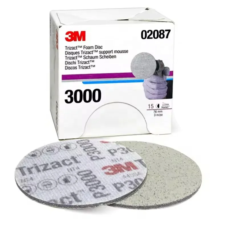 3M 02087 3 Inch 3000 Grit Wet and Dry Abrasive Disc Round Foam Disc for Car Fine Finishing Trizact Foam Sanding Disc