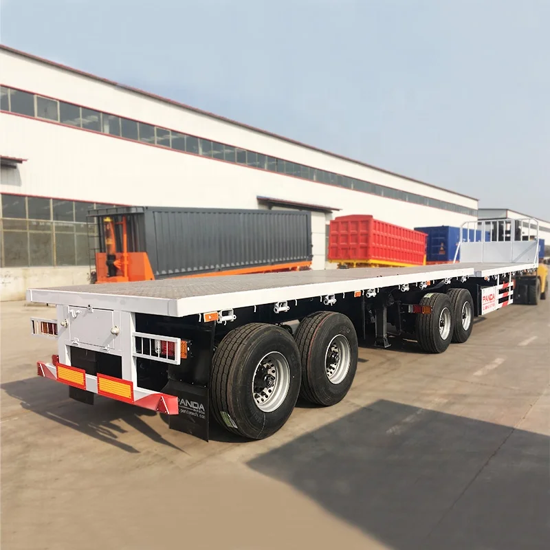 Flatbed Dump Trailer Heavy Duty 2 Axles 40ft 60ton Interlink Super Link Flatbed Semi Trailers for Sale Steel Trailer