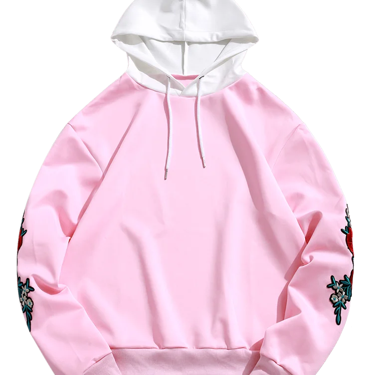 
 Свитшот мужской на завязках с цветочной вышивкой  