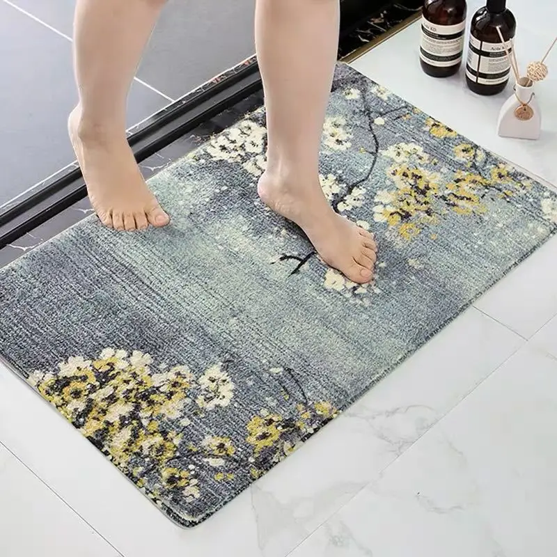 
2021 new custom design flower printing door bath carpets mats and rugs 
