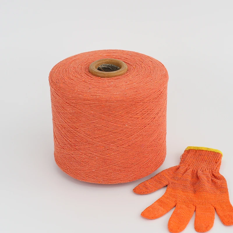 Ne 6 8 10 knit safty glove regenerate recycle cotton yarn knit with polyester textured yarn