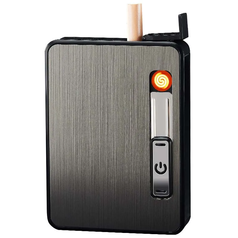 New design Cigar case with USB Lighter built-in heat coil lighter case box for Smoking accessories