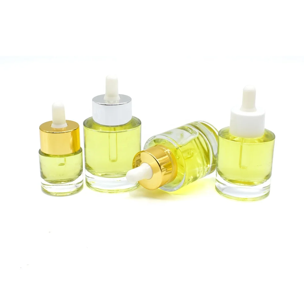 flat shoulder clear thick bottom15ml 30ml 50ml glass hair oil bottle luxury serum glass dropper bottle for essential oil