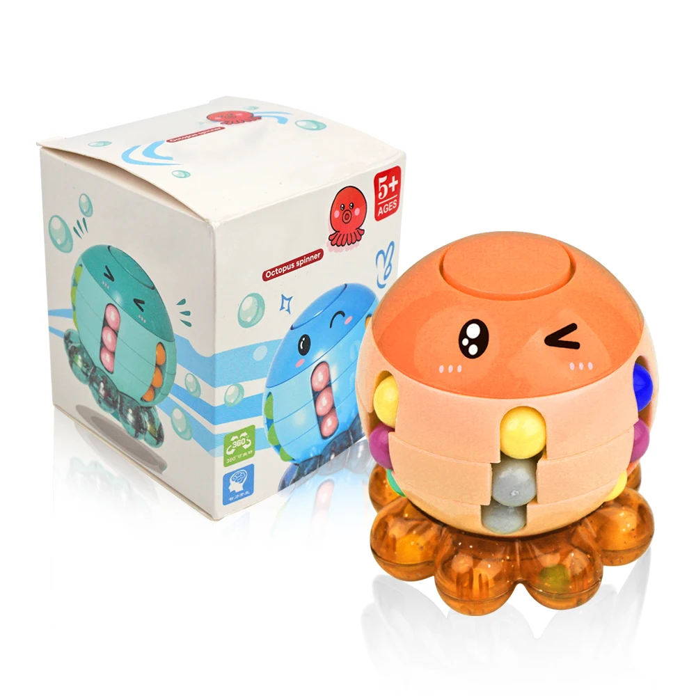 Magic Cube Puzzle Creative Magic Bean Cube Toys Octopus Rotating Magic Bean Puzzle Cube Spinner Fidget Stress Relief Toy
