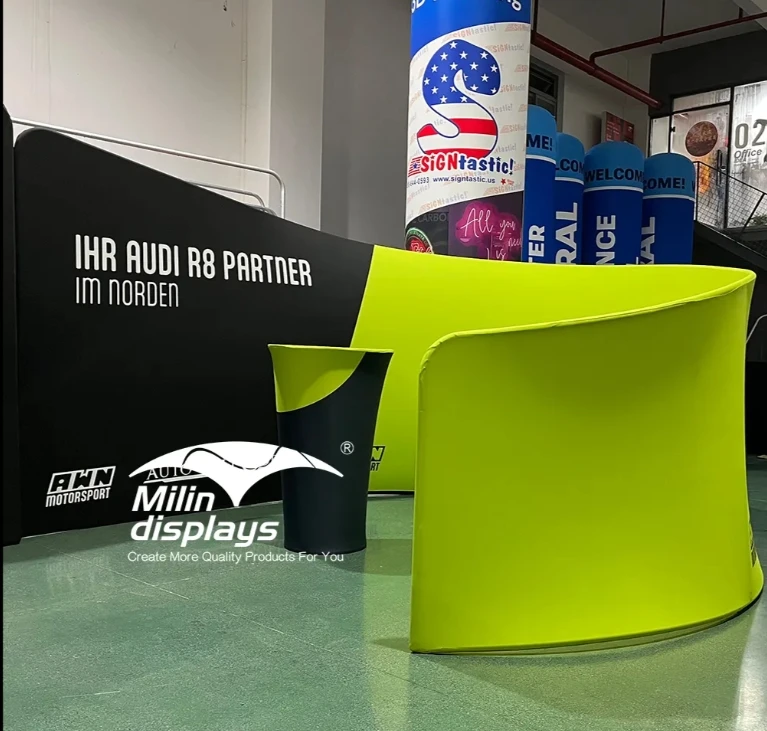 Curved Tension Fabric Trade Show Booths Shelf Display Stand Standard Expo Exhibition Booth Stall