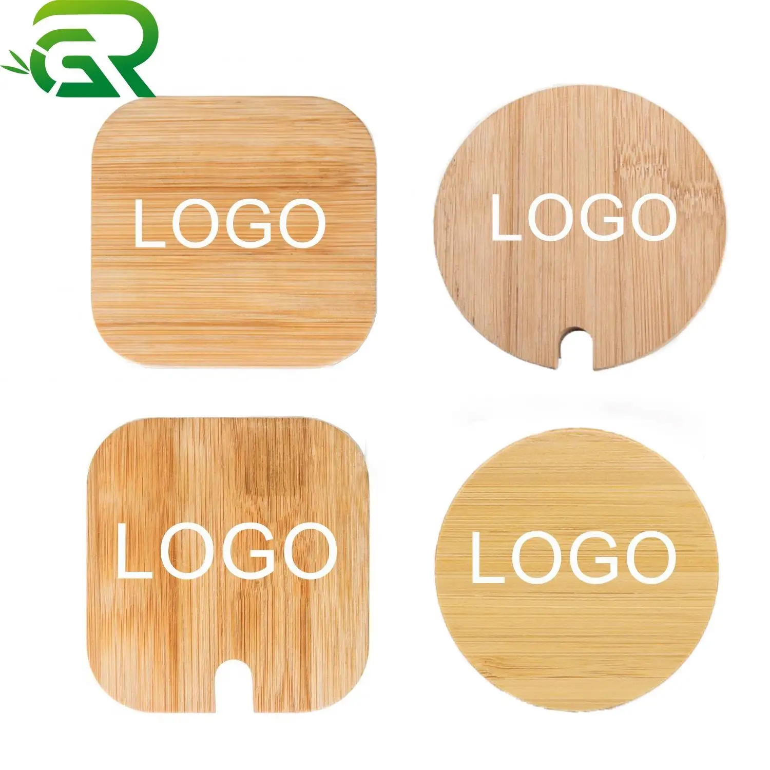 Custom your logo eco friendly wood jar cover candle lid square round bamboo cup wooden lids for storage bottle