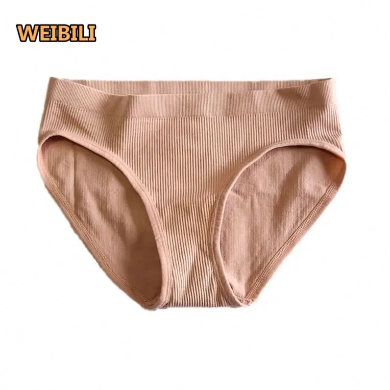 Explosive thread cotton sexy breathable solid color mid-waist women panties