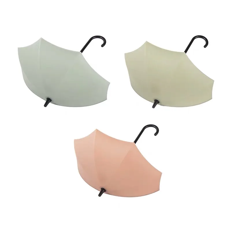 Wall Mount Hook Plastic Umbrella Shape Key Hook on the Wall Adhesive Hook 3pcs
