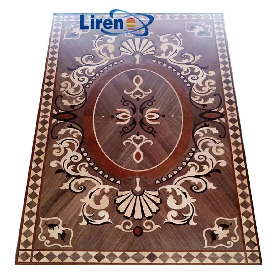 Wood veneer marquetry flooring wood inlay parquet flooring wood medallion