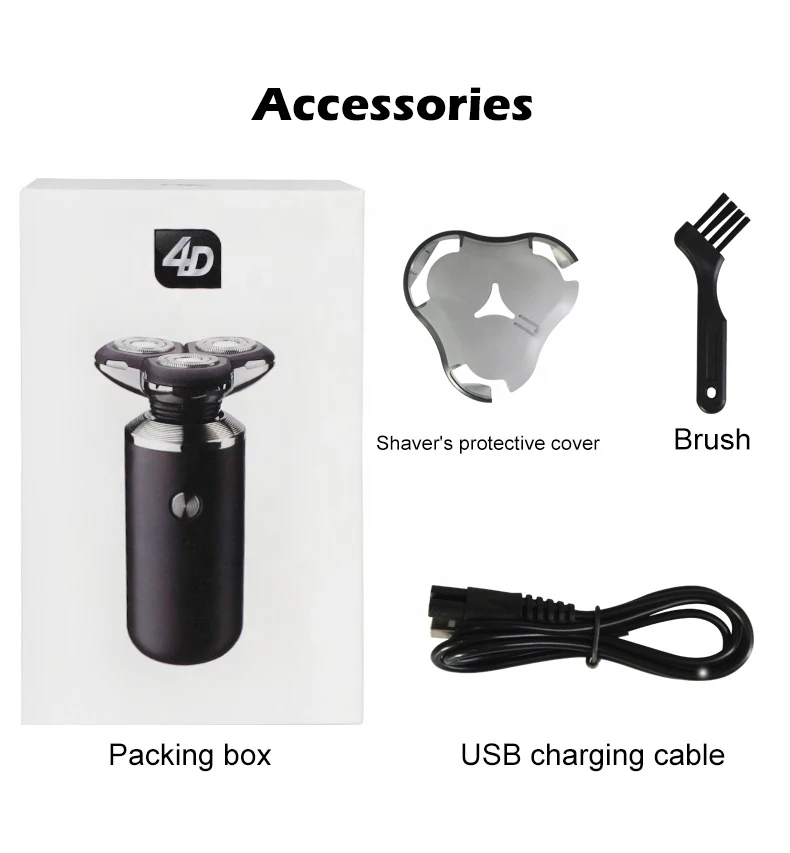 5 in 1 Men Rechargeable Mini Electric Shaver Electric Shaving Beard Machine Razor Strong floating 3 heads Portable Black