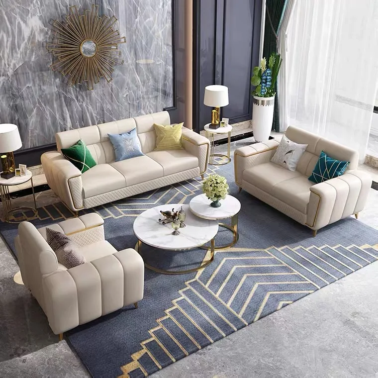 Couch Set Restoration Sectional Couch Sofa Home 3 Seater Modern American Style Grey Leather Sofa Seater Living Room Set