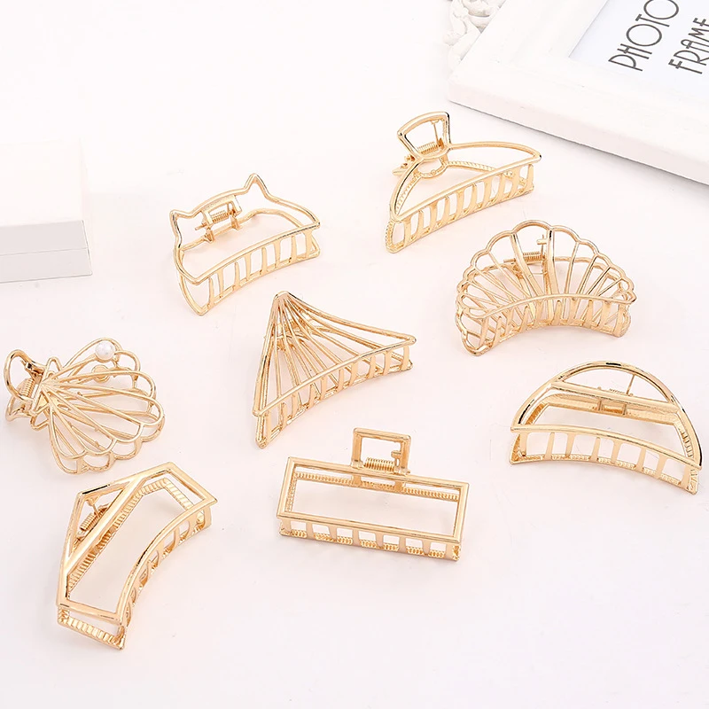 Yucat, оптовая продажа, милые аксессуары для волос, полые женские заколки для волос из мультфильма, гладкие металлические геометрические заколки для волос для девочек