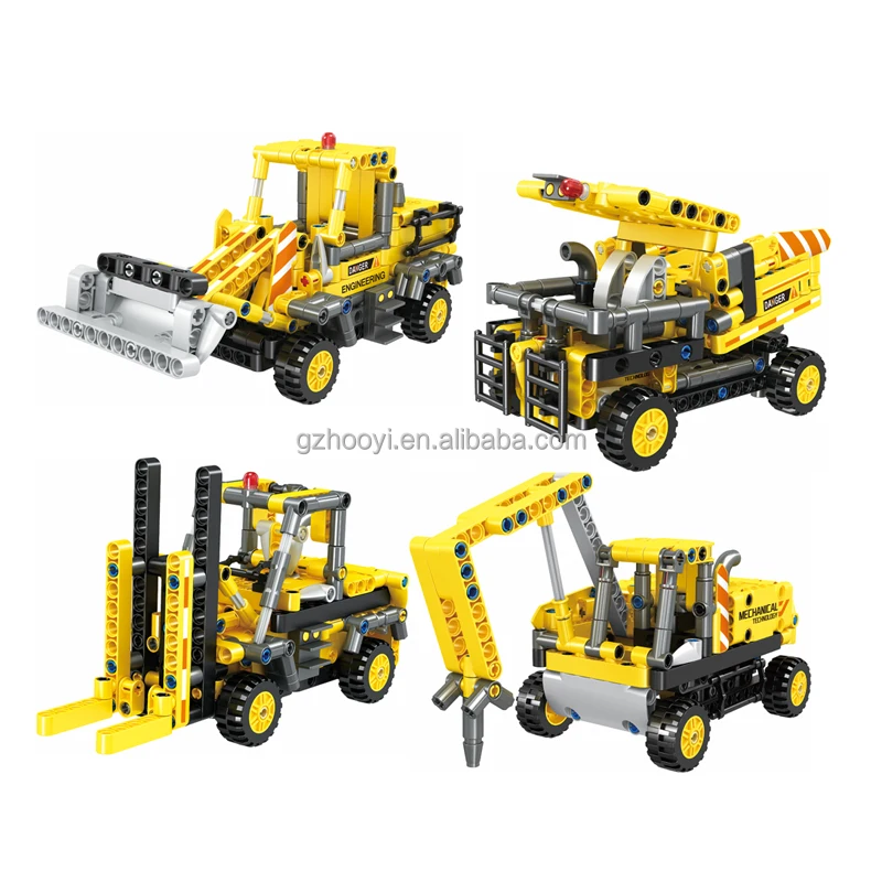 Plastic Block Building Kit New Arrival Construction Truck Model Mosaics Toy For Children DIY Engineering Truck Constructor