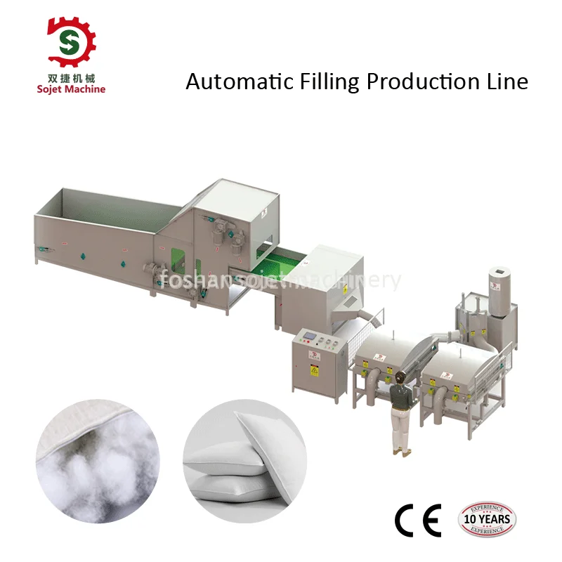 China factory automatic pillow making machine for cushions filling machine high production line for all fiber types