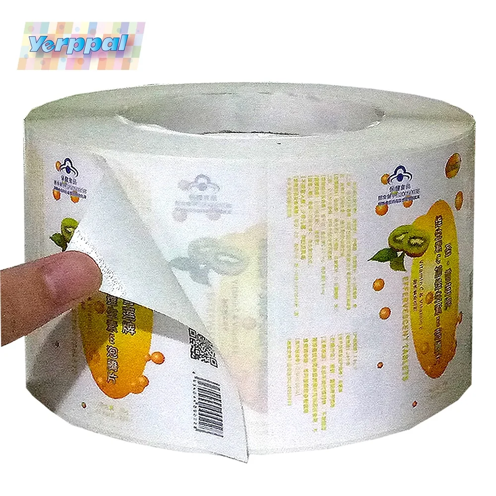 
CMYK Custom Printing Adhesive Label for Packing Bottle of Vitamin C Effervescent Tablet Medical Sticker 
