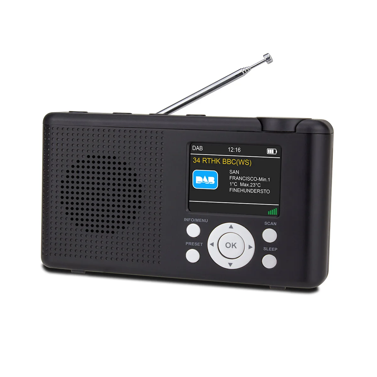 DB-23C цветным дисплеем аккумуляторная DAB + приемник FM/am/FM радио встроенный аккумулятор