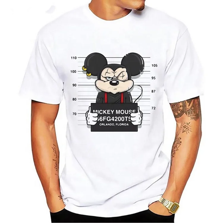 High Quality Oem Funky Floral Tshirt Custom Design Casual Round Neck Cartoon Character Mickey Mouses Printing T Shirt