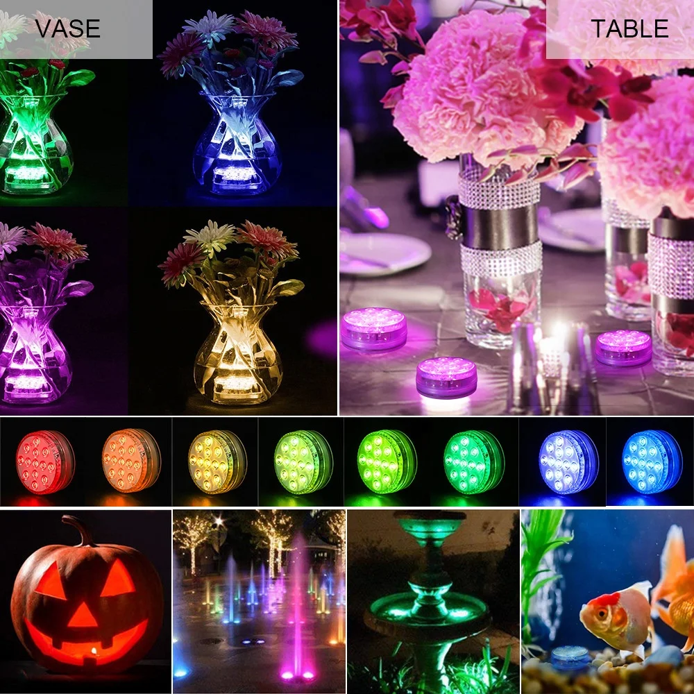 Biumart Battery Powered Remote Control Ip68 Waterproof Suction Cup Swimming Pool Lights LED