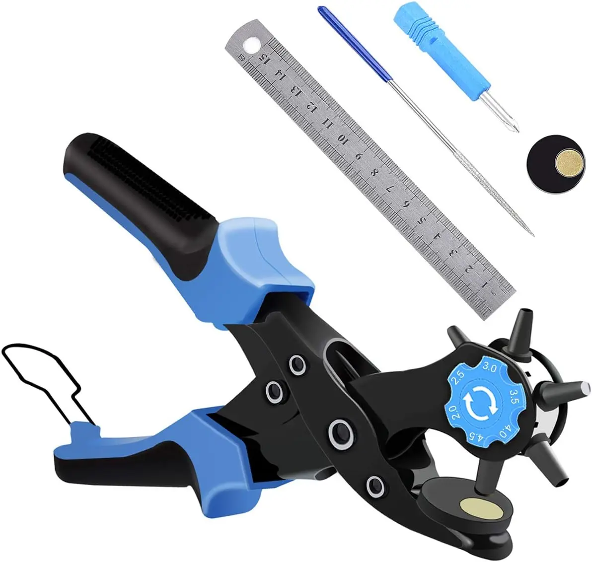 Desktop Leather Hole Punch Set, Rotary Belt Hole Puncher for Leather,  Heavy Duty Leather Hole Punch Tools