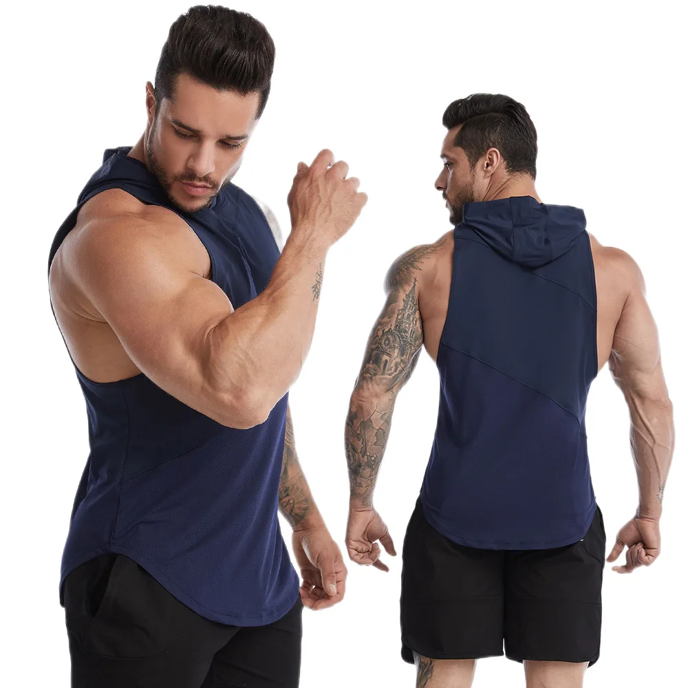 Sleeveless hoodie men Singlen Active Wear Tank Tops Training Tank Top For Mens Polyester Workout Singlets Training Clothing Vets