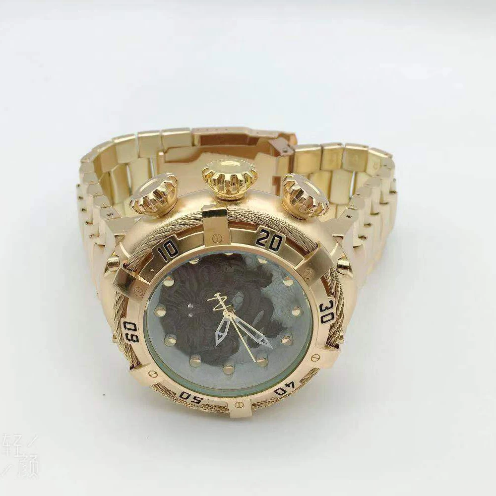  luxury gold stainless steel quartz casual watches high quality full men