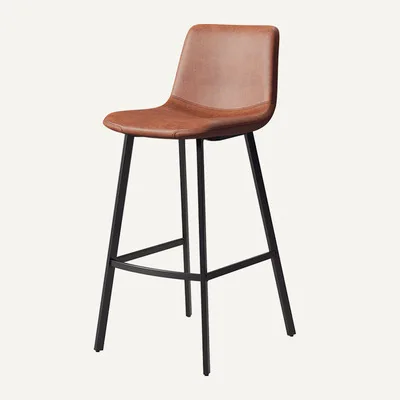 Pu Leather Bar Stools Industrial Pub Barstools With Back And Footrest Modern Armless Bar Stool Chairs