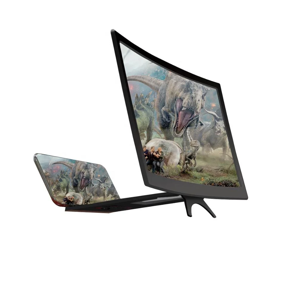 
12 Inch Desktop Folding HD Video Holder Stand 3D Enlarged Curved Mobile Phone Screen Magnifier Amplifier 