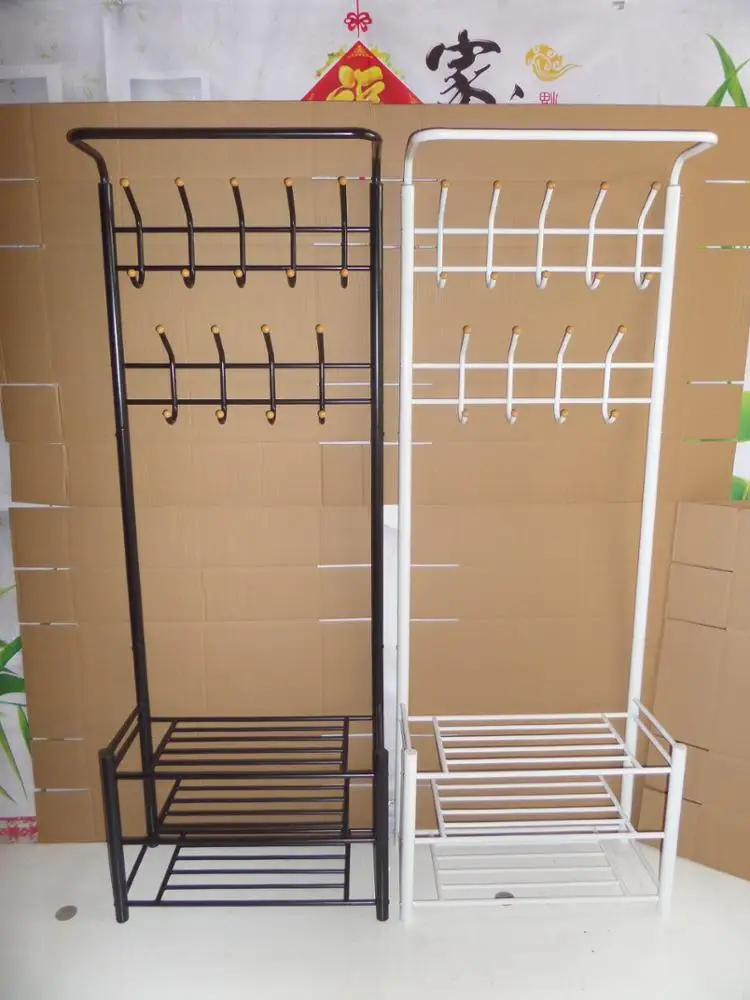 Multi-Purpose Bedroom Garment Rack Metal Coat Hanger Shoe Rack Stand With 3 Tier Shoe stand Coat Storage Rack