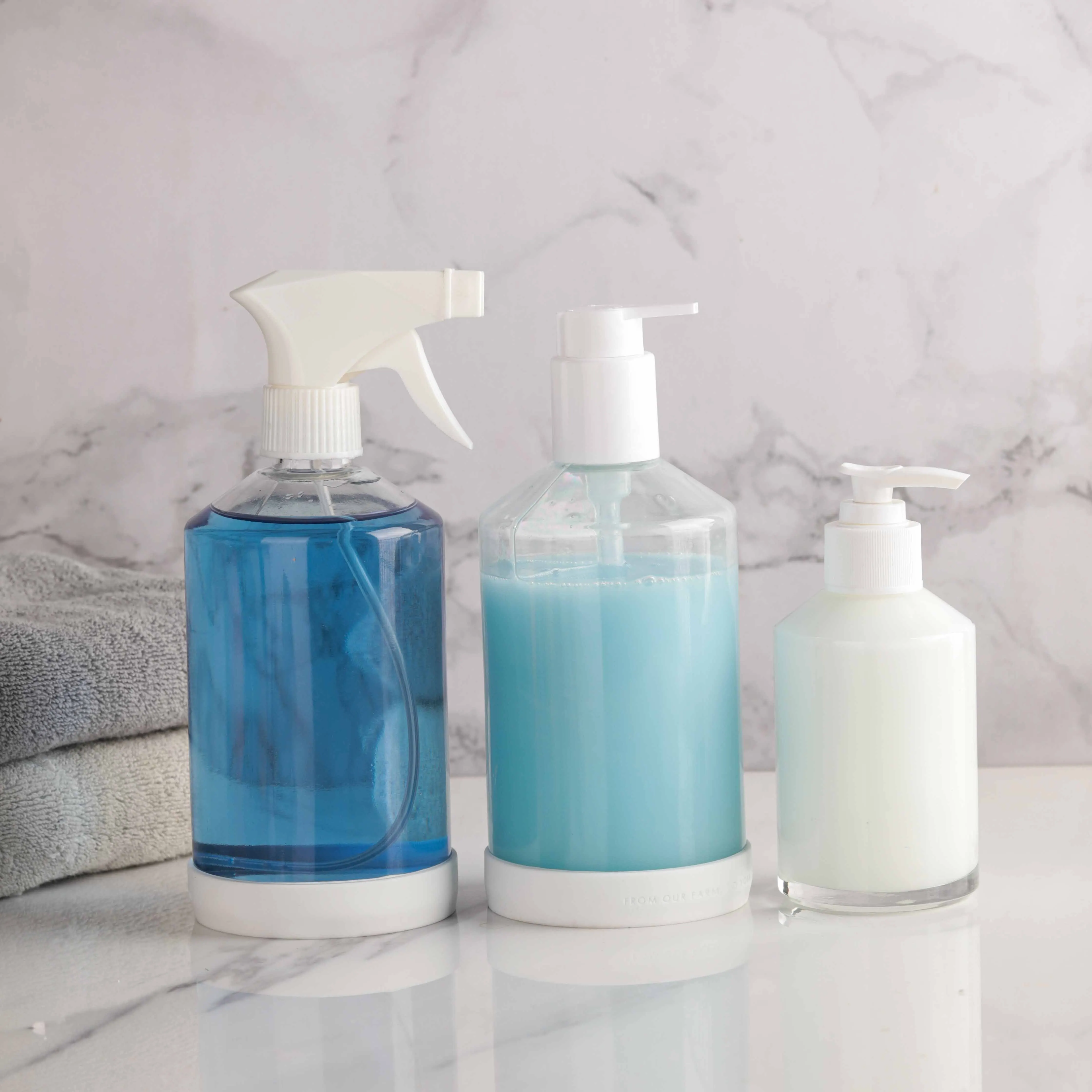 Custom 200ml 500ml Empty Home Cleaning Glass Bottle with Replaceable Spray head Recycle hand wash Glass bottle with Lotion Pump